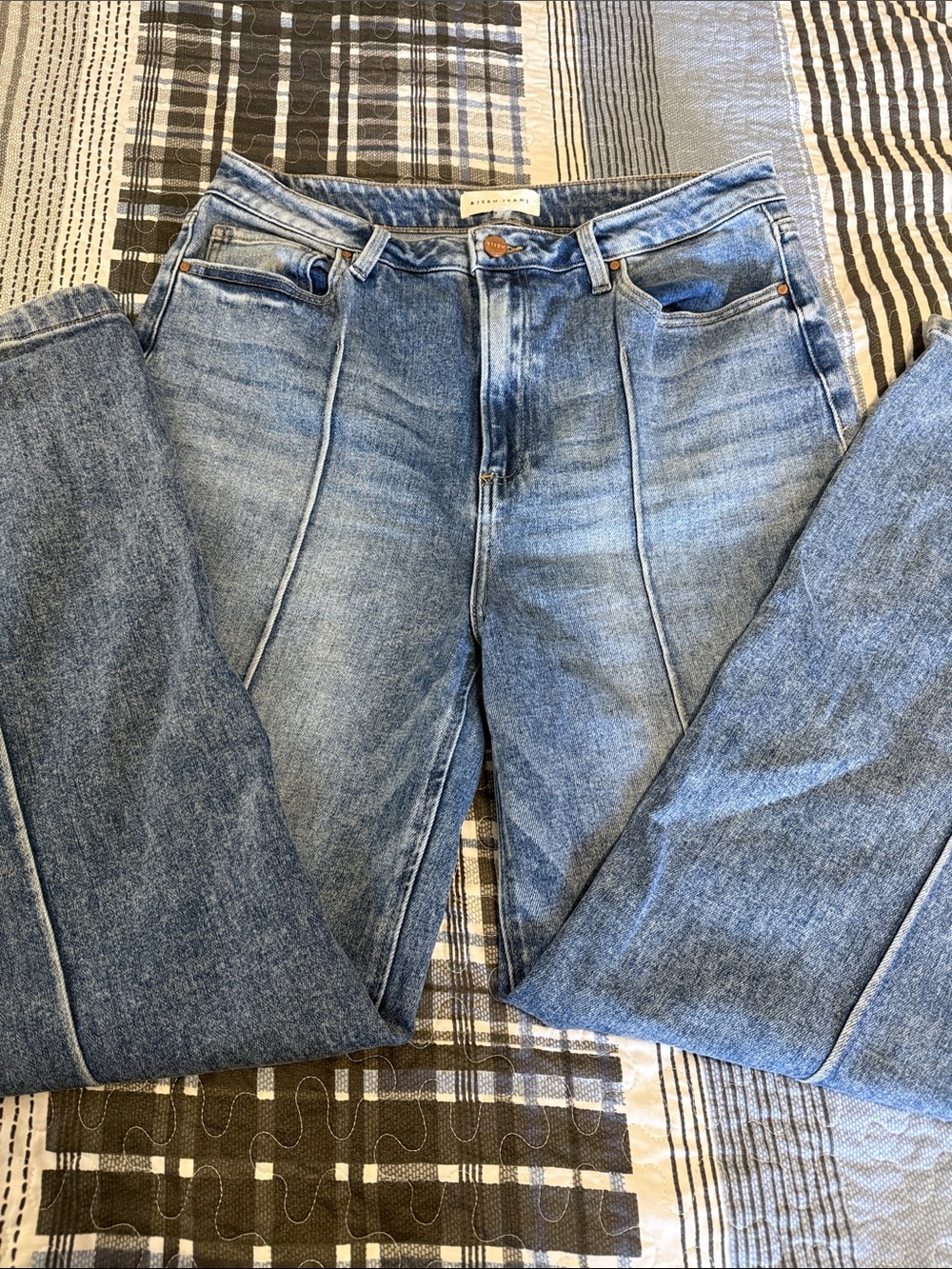 Wide-Leg Paneled Jeans in Light Blue Denim New without tags Never worn - Picture 2 of 9